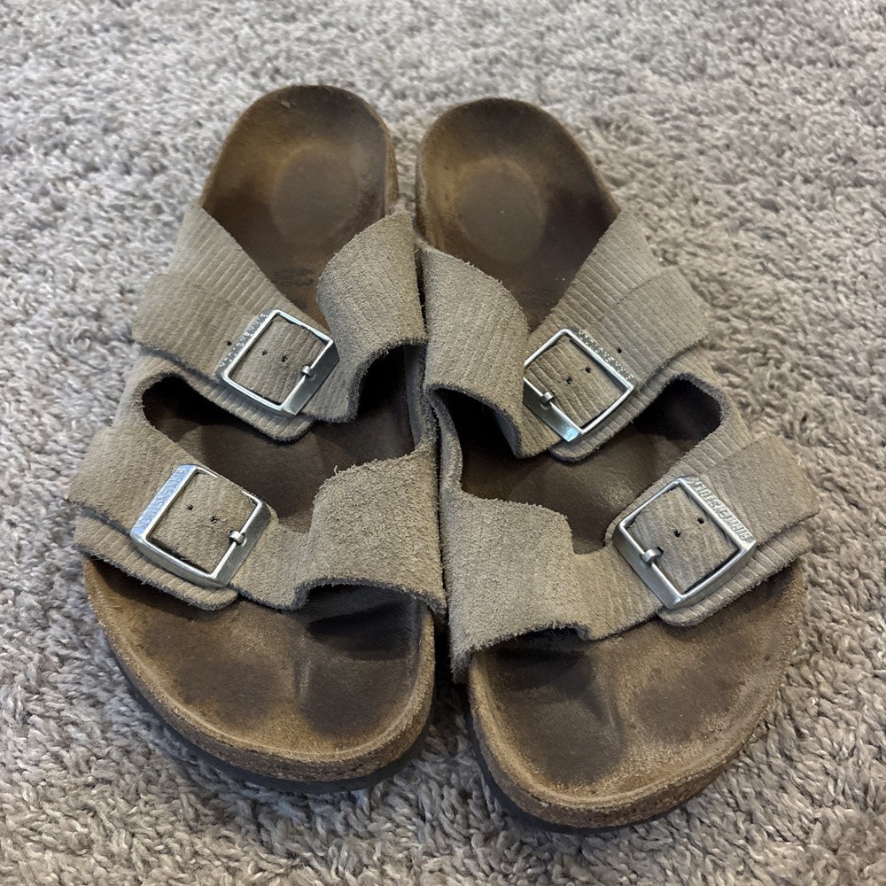 Birkenstock Arizona BS Corduroy Suede Cork Embossed Sandals Men's 10 EU 43 RARE